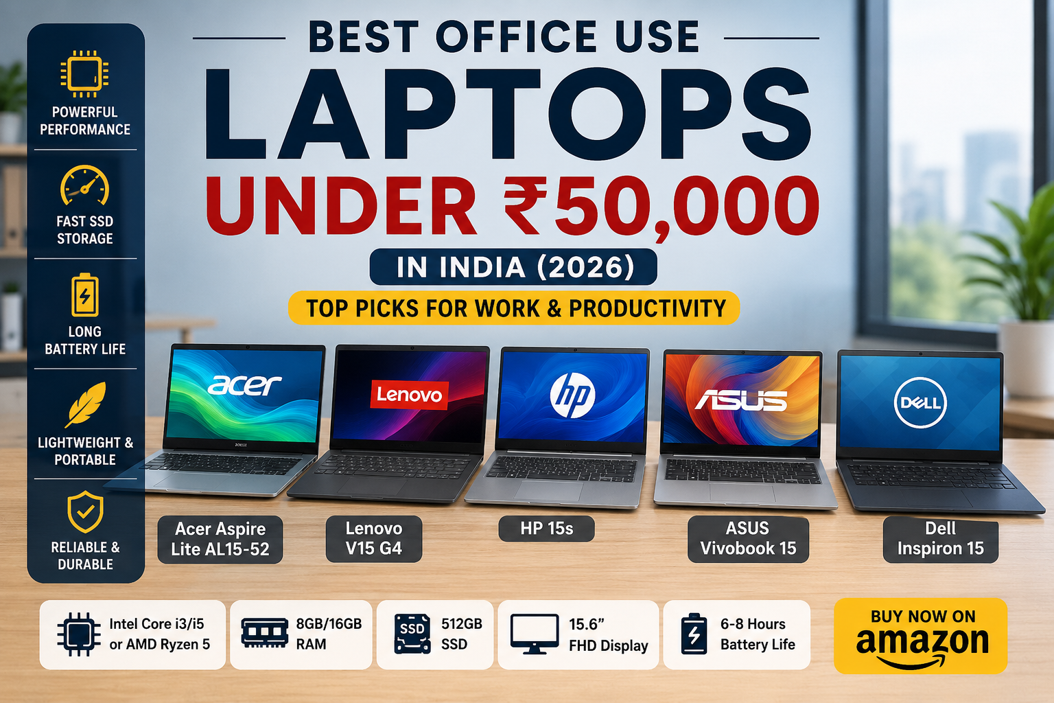 Best Office Use Laptops Under ₹50,000 in India (2026)