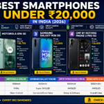 Best Smartphones Under ₹20,000 in India 2026 comparison featuring Vivo T4x 5G, Motorola G96 5G, Samsung Galaxy M36 5G, CMF Phone 2 Pro 5G and Redmi Note 14 SE 5G